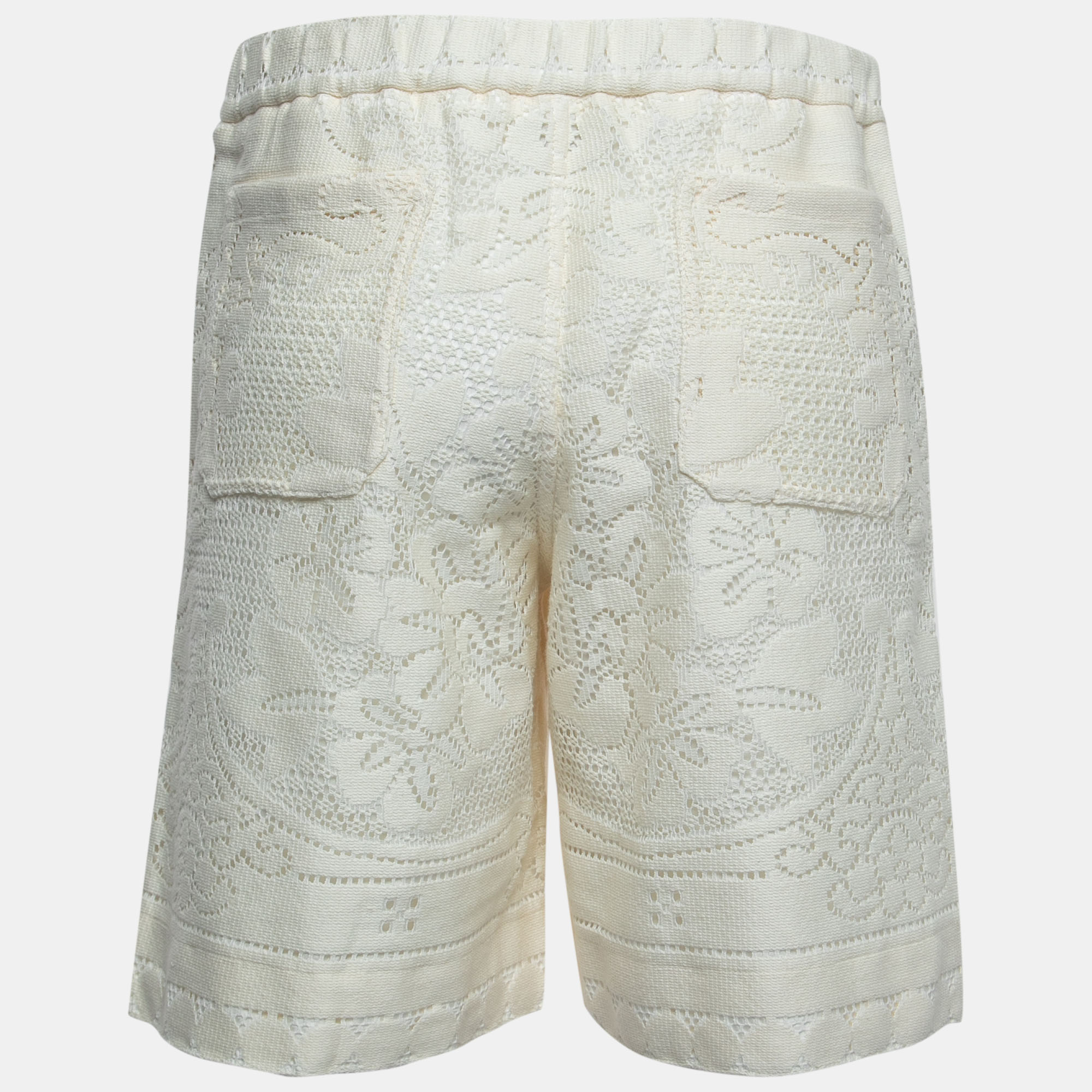 

Valentino Cream Cotton Lace Bermuda Shorts