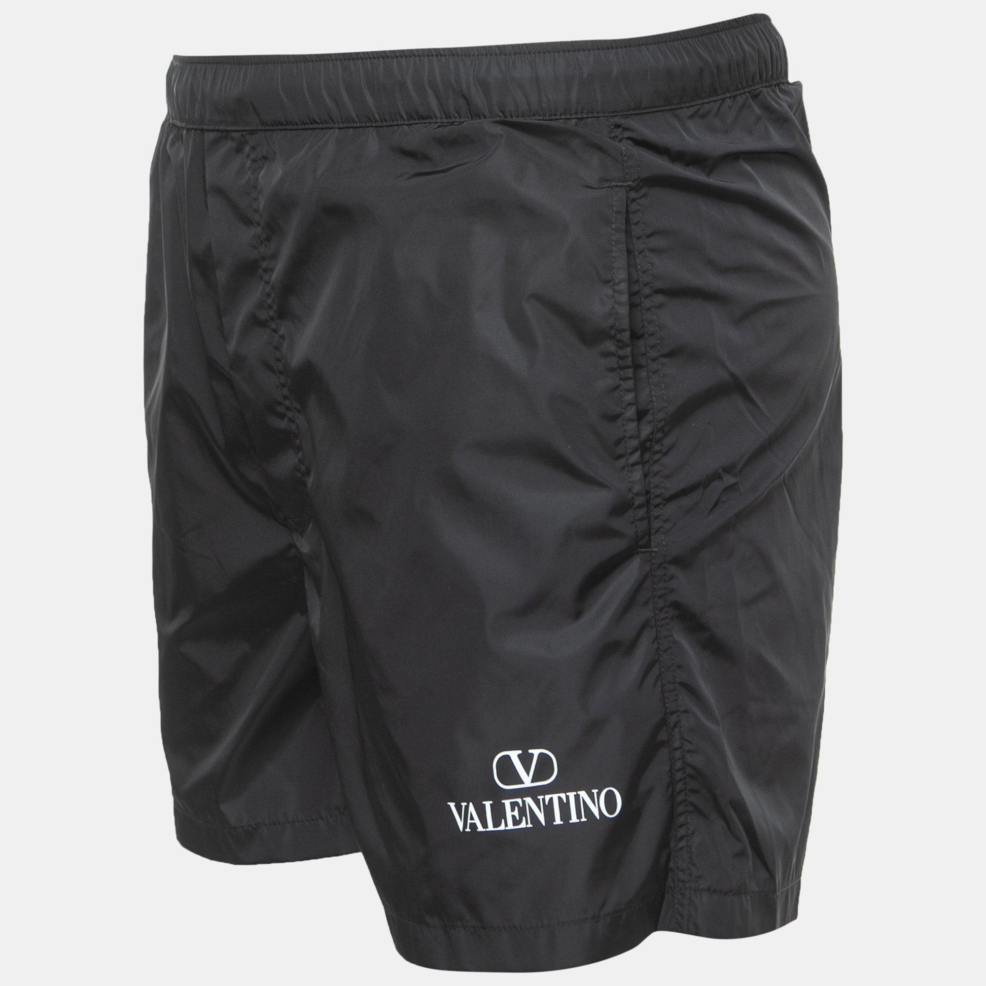 

Valentino Black Logo Print Nylon Swim Shorts