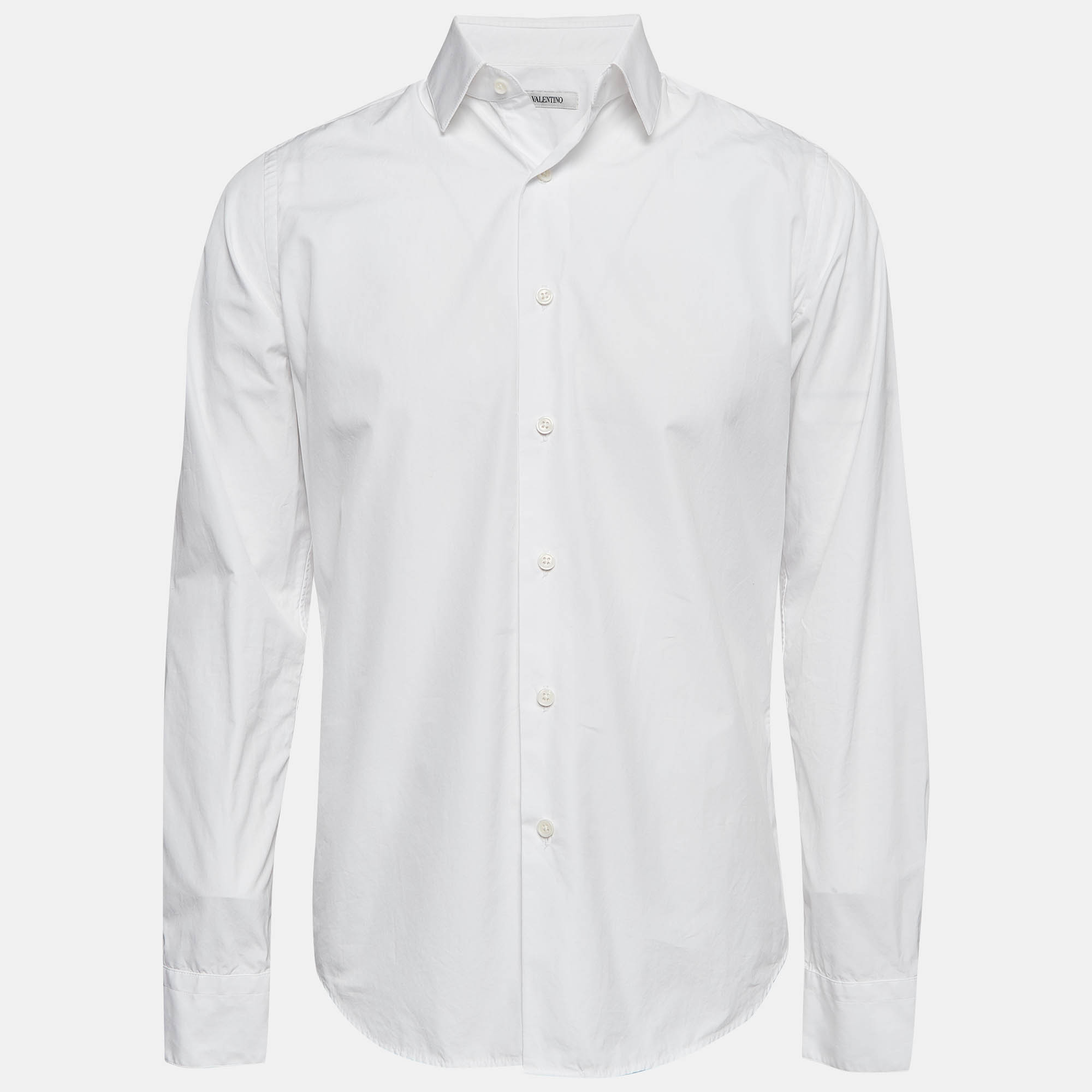 Pre-owned Valentino White Cotton Long Sleeve Shirt M