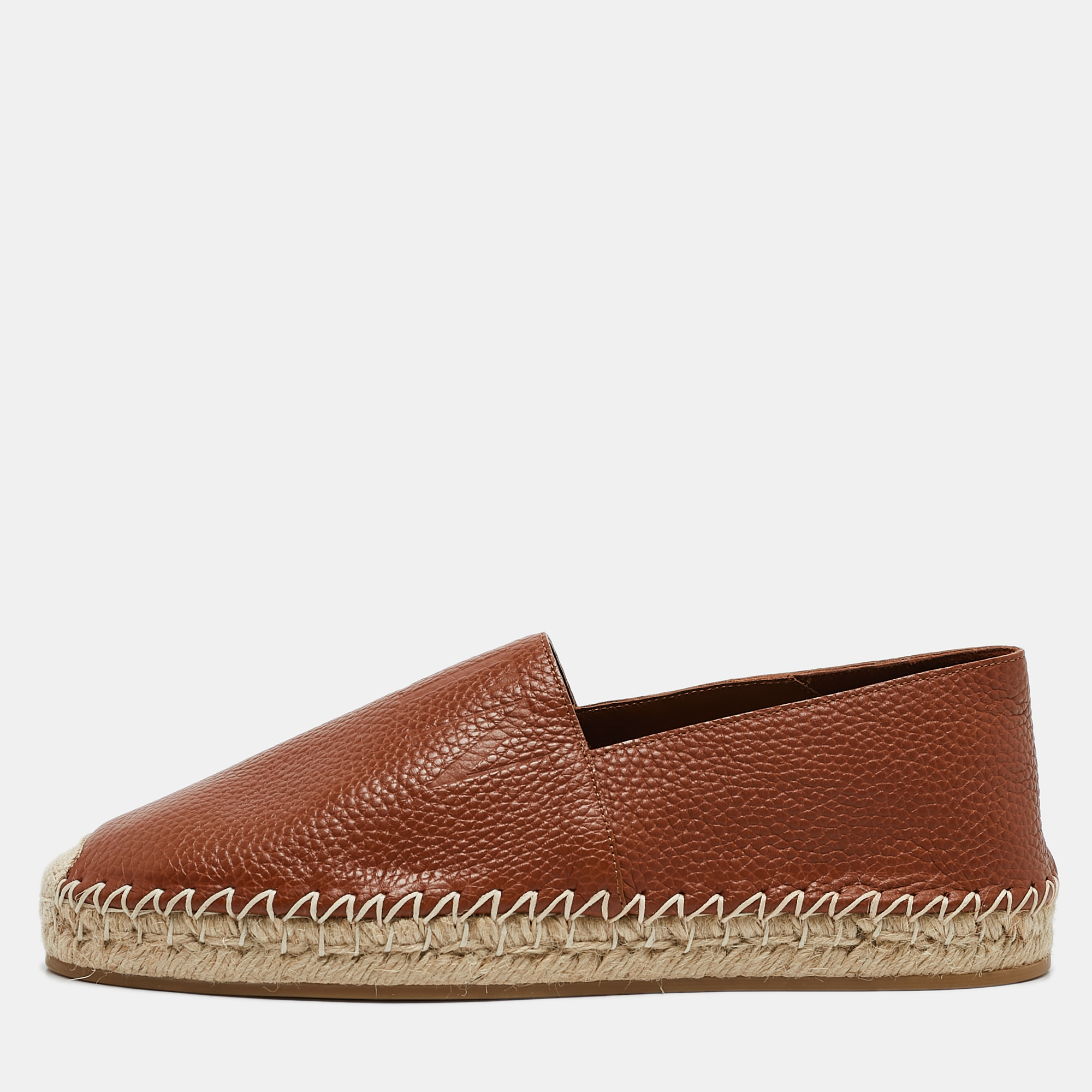 

Valentino Brown Leather VLTN Espadrille Flats Size