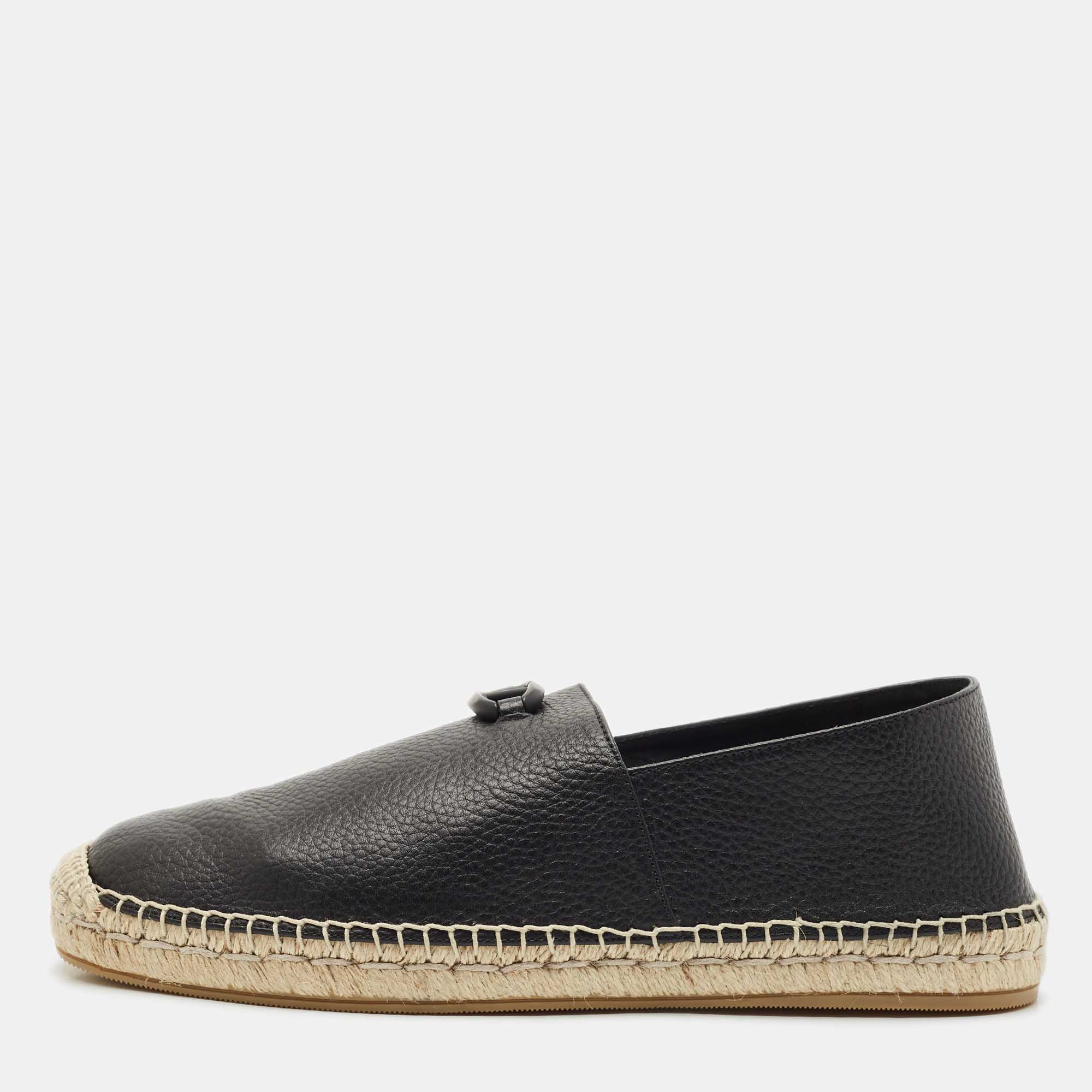 

Valentino Black Leather VLogo Slip On Espadrille Size