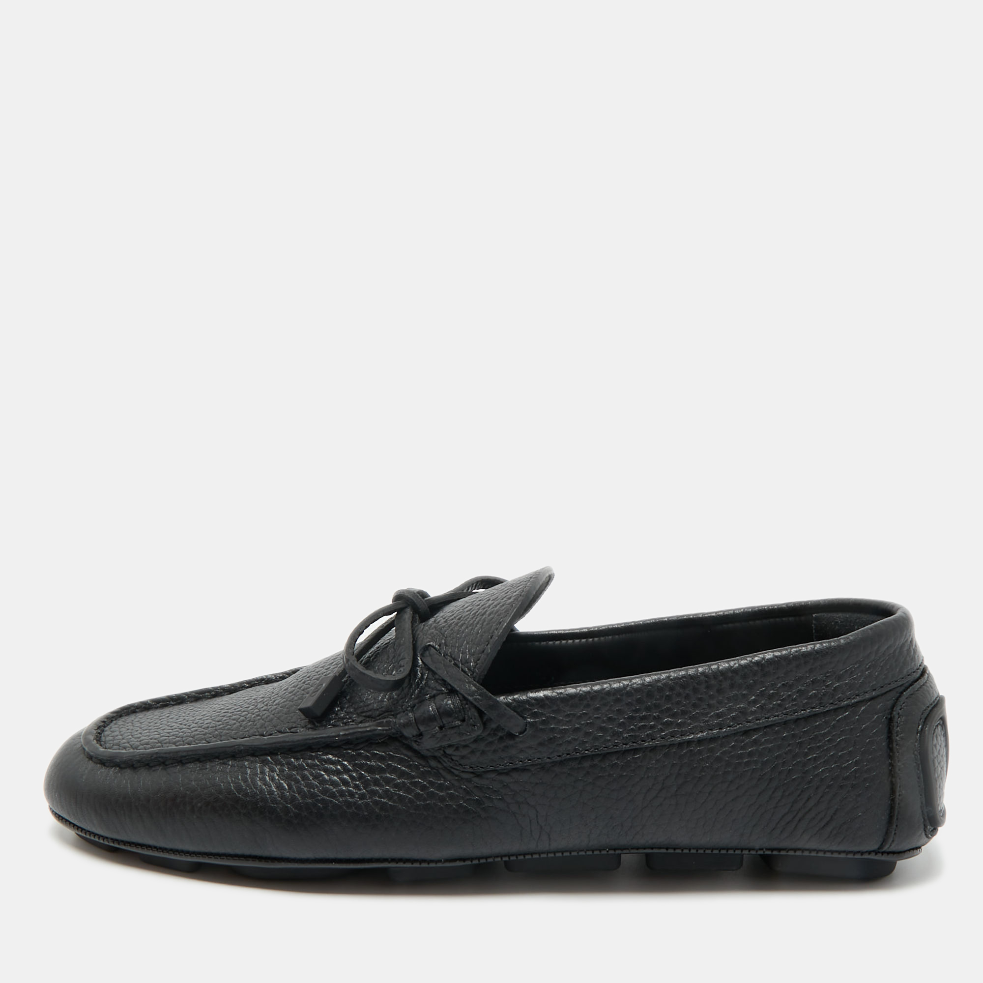 Valentino Black Leather VLogo Driver Loafers Size 40