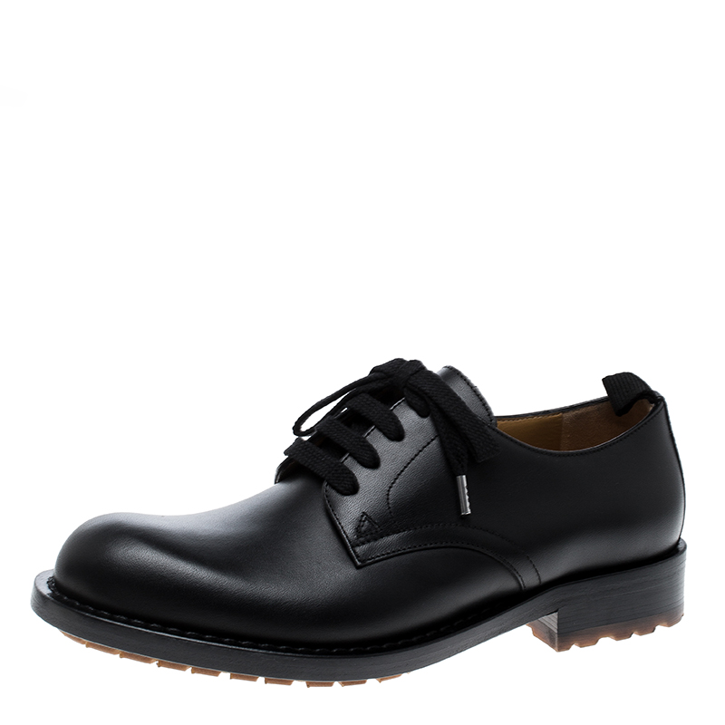 Pre Owned Valentino Black Leather Lace Up Derby Size 40