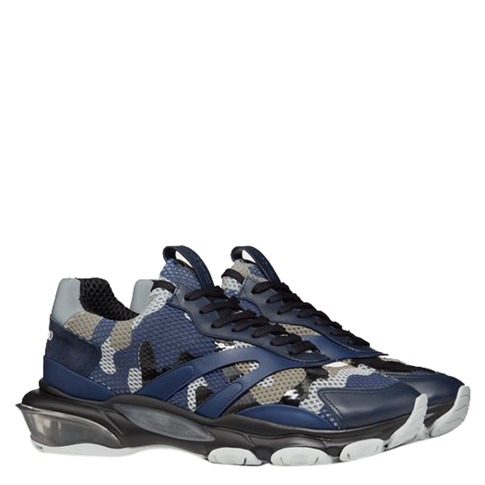 

Valentino Blue Fabric and Leather Camouflage Bounce Sneakers Size