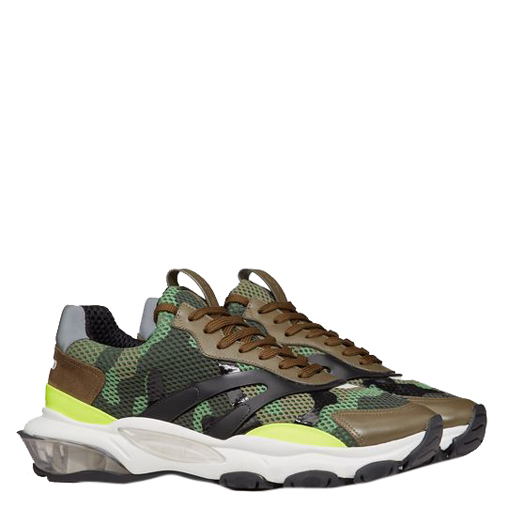 

Valentino Green Fabric and Leather Camouflage Bounce Sneakers Size