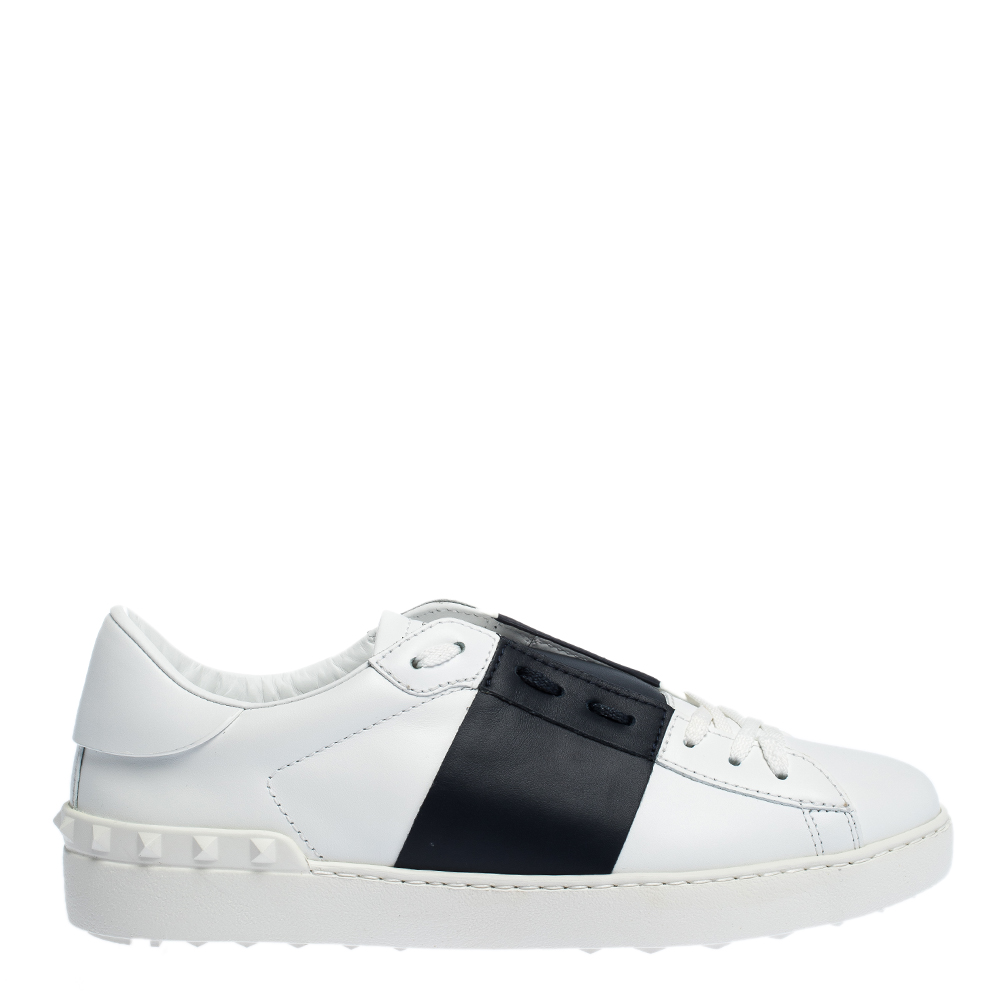 Valentino Two Tone Leather Open Sneakers Size 42