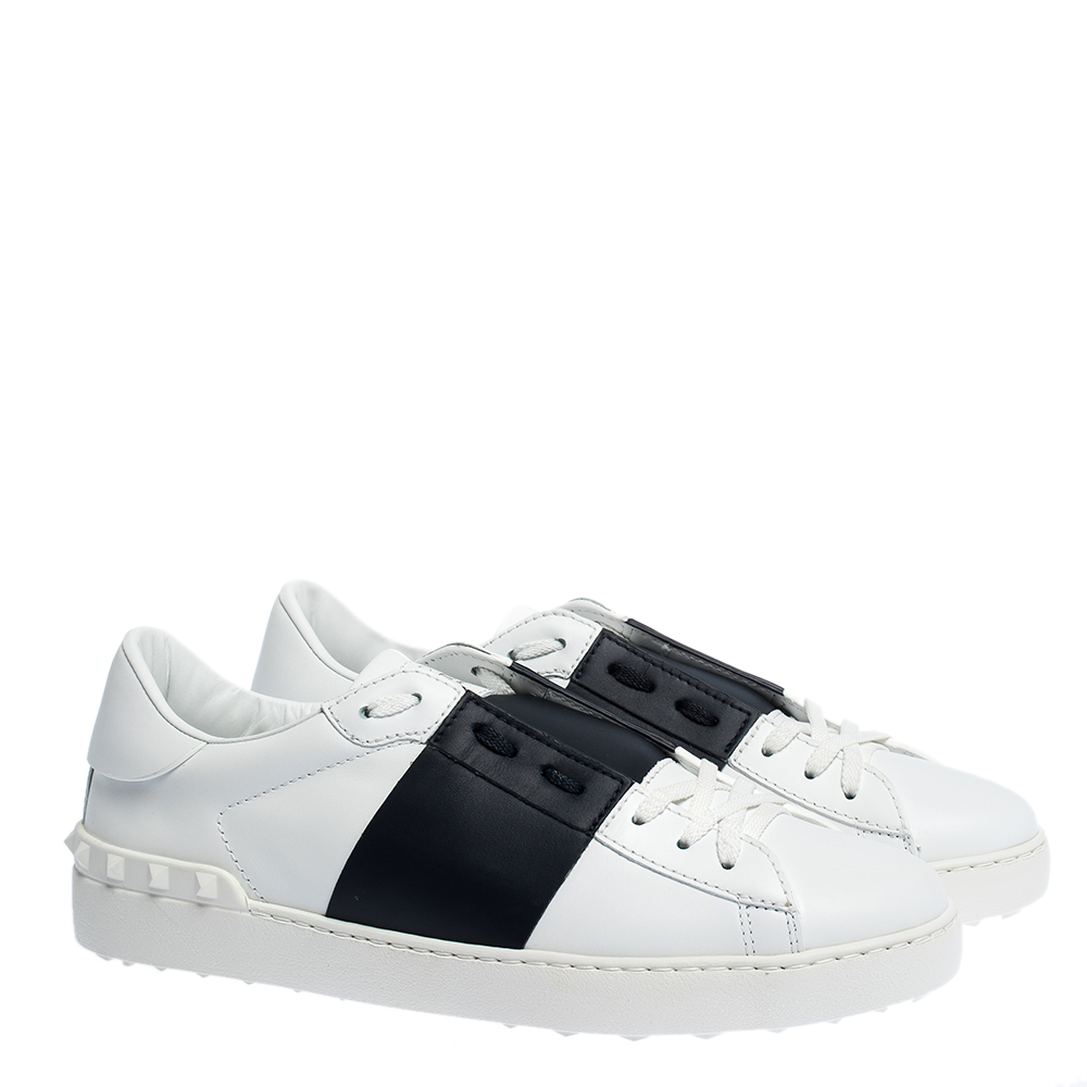 

Valentino Two Tone Leather Open Sneakers Size, Black