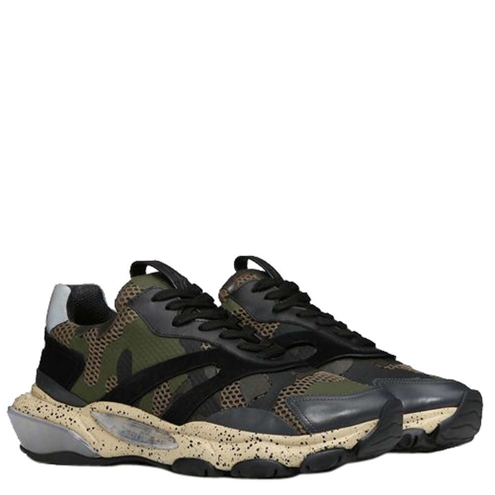 

Valentino Military Green Fabric and Leather Camouflage Bounce Trainer Sneakers Size