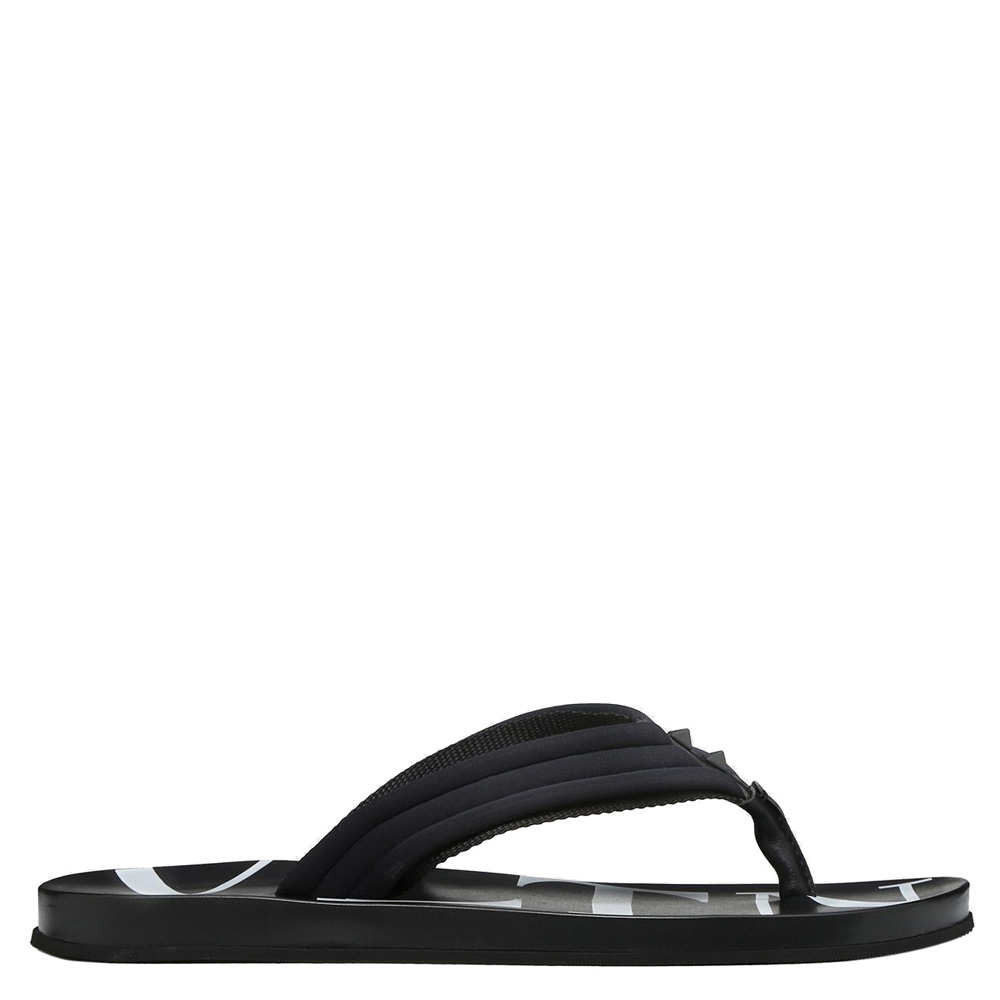 Valentino Black Neoprene and Microfiber VLTN Flip Flops Size 44