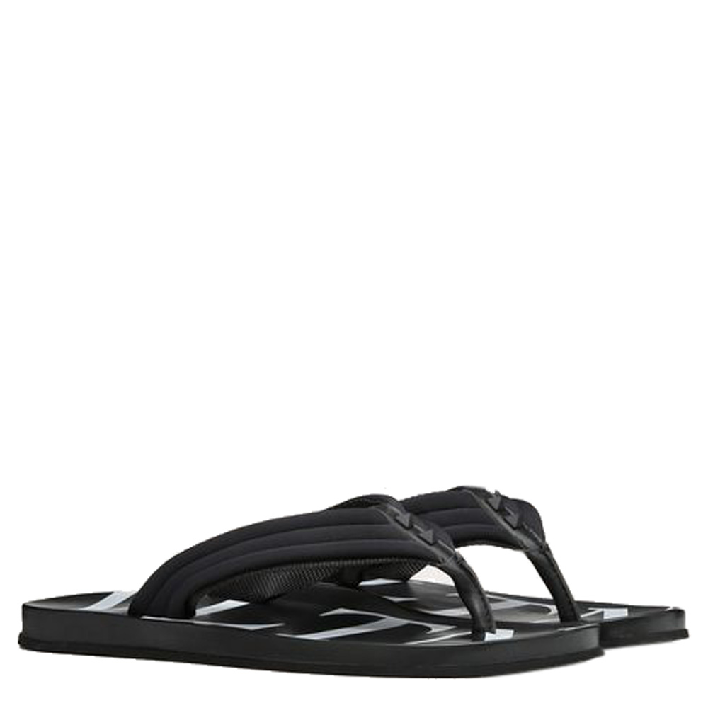 

Valentino Black Neoprene and Microfiber VLTN Flip Flops Size