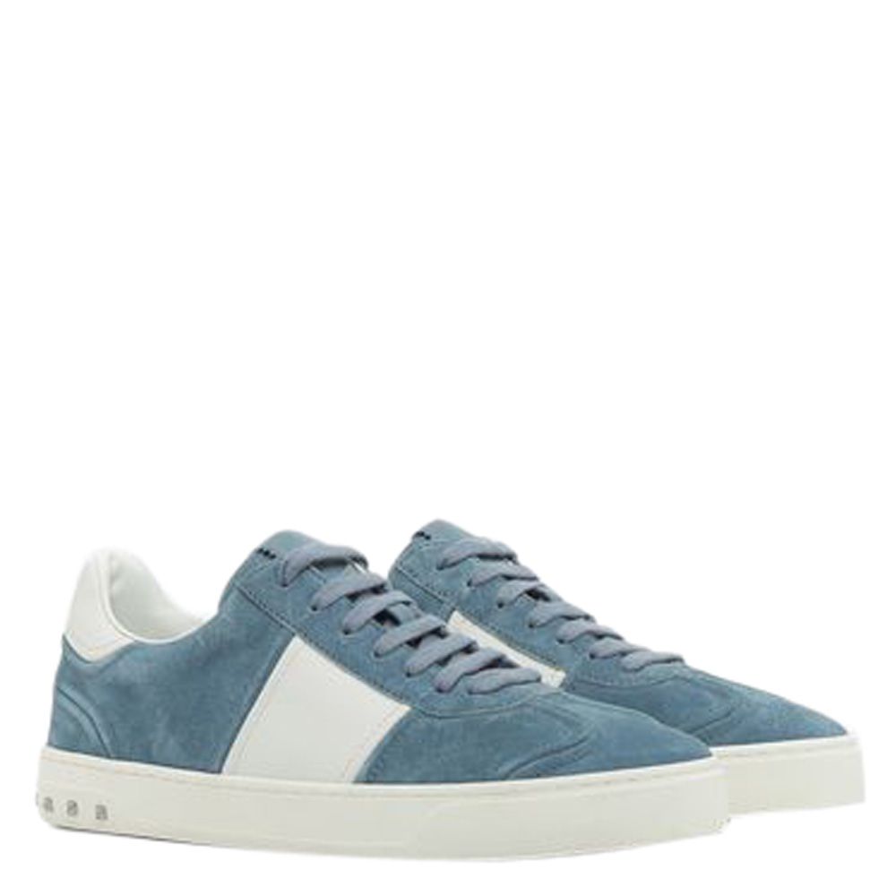 

Valentino Two Tone Suede and Leather Flycrew Slip On Sneakers Size, Blue