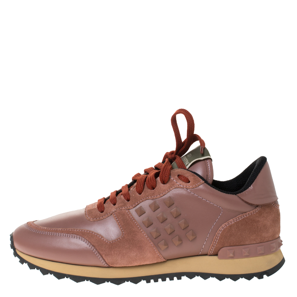 

Valentino Pale Brown Leather and Suede Rockrunner Sneakers Size