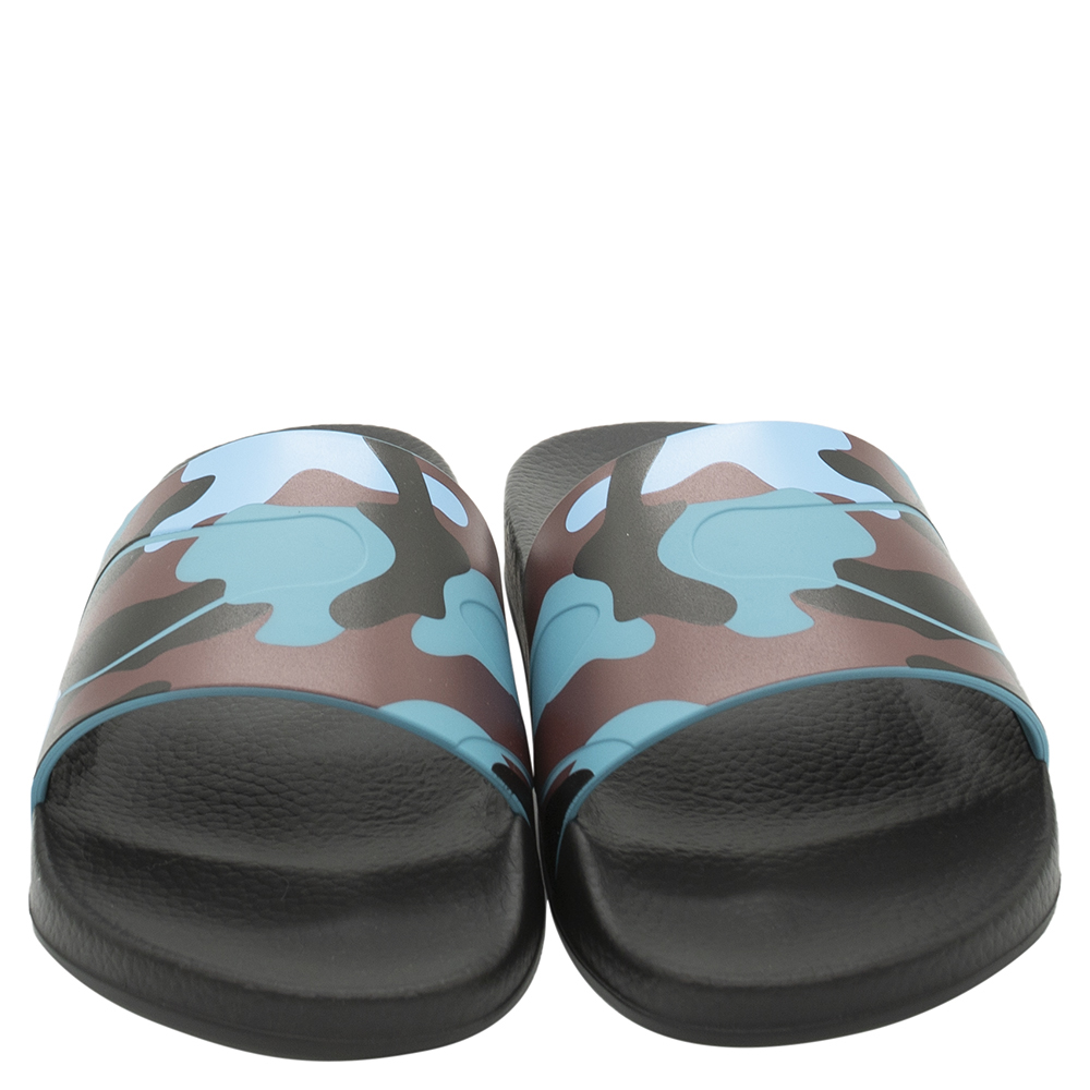 

Valentino Multicolor Rubber Camouflage Slides Size