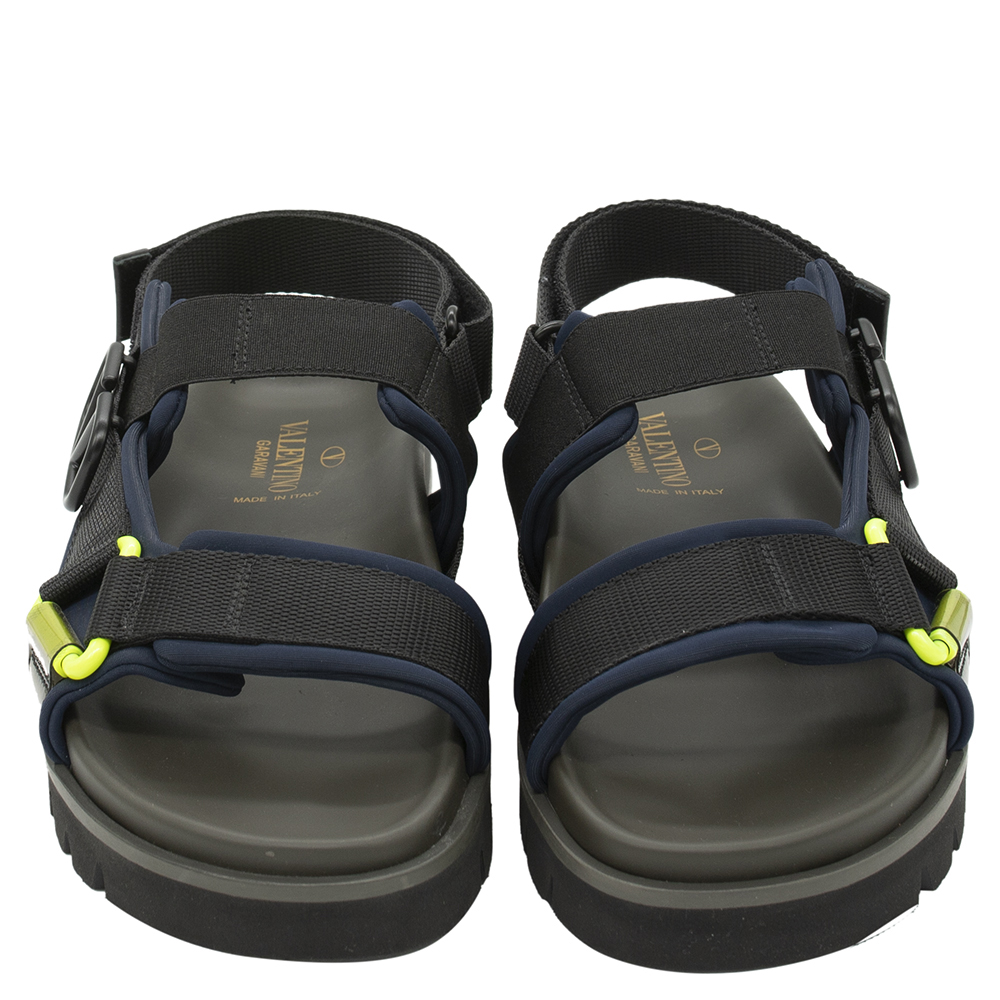 

Valentino Marine/Black Fabric Vlogo Back Strap Sandals Size, Multicolor