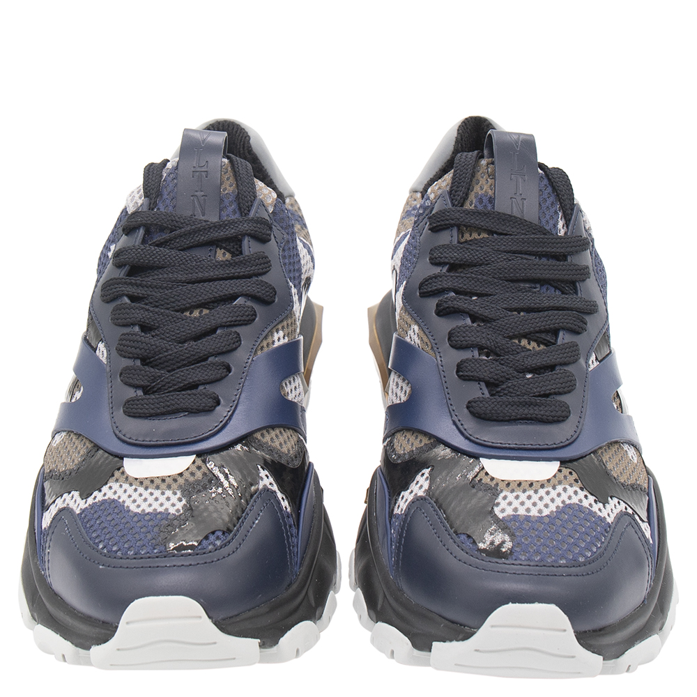 

Valentino Blue Fabric and Leather Camouflage Bounce Sneakers Size