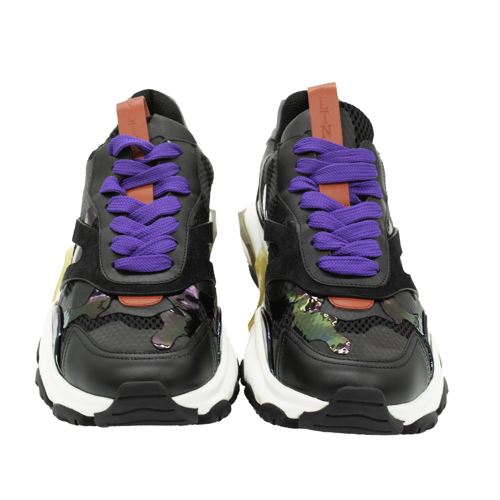 

Valentino Multicolor Fabric and Leather Camouflage Bounce Sneakers Size, Black