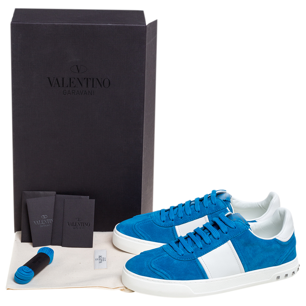 

Valentino Two Tone Suede and Leather Flycrew Slip On Sneakers Size, Blue