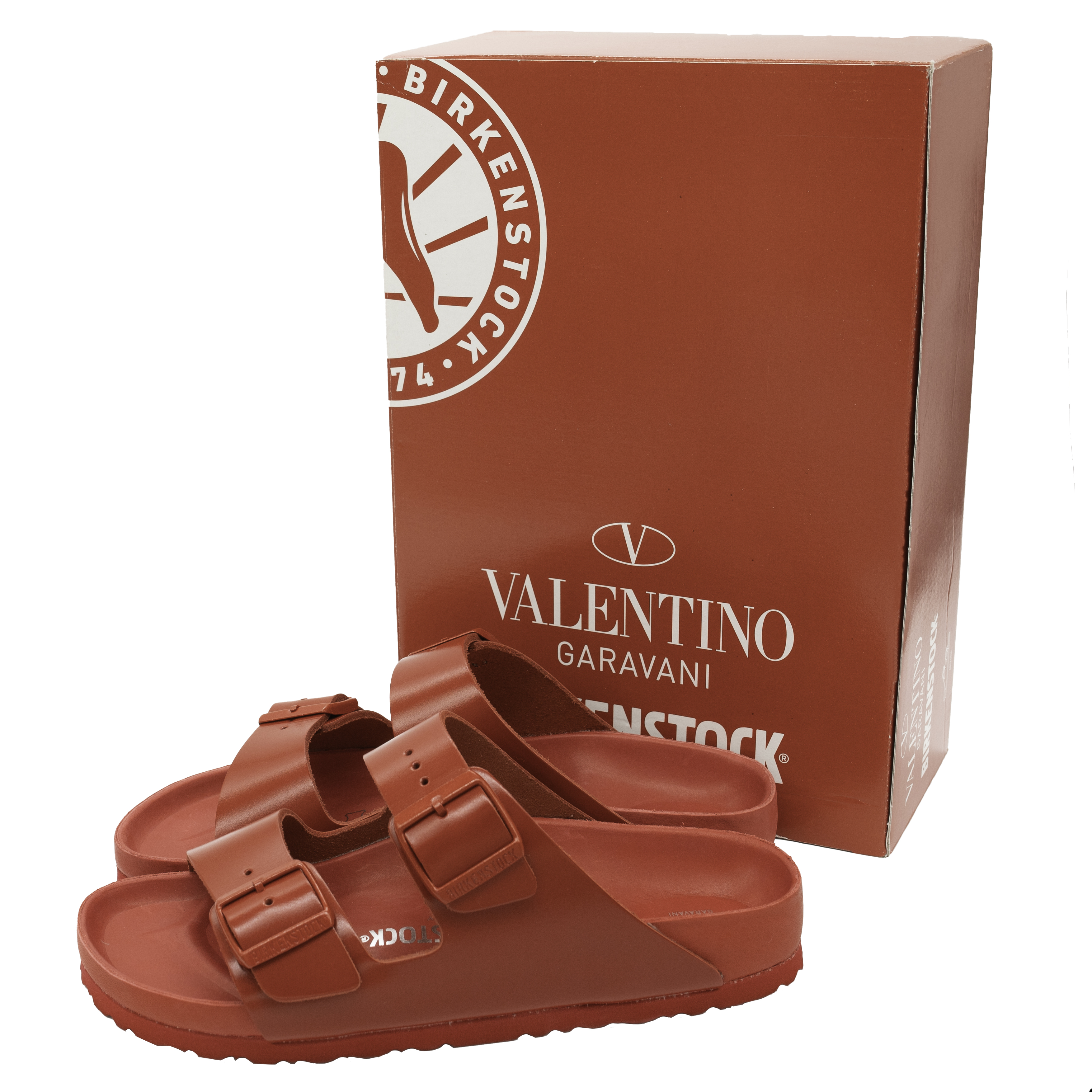

Valentino x Birkenstock Red Leather Flat Slides Size