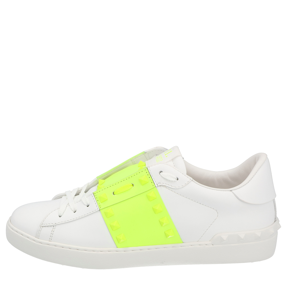 

Valentino White Open Rockstud Leather Sneakers Size
