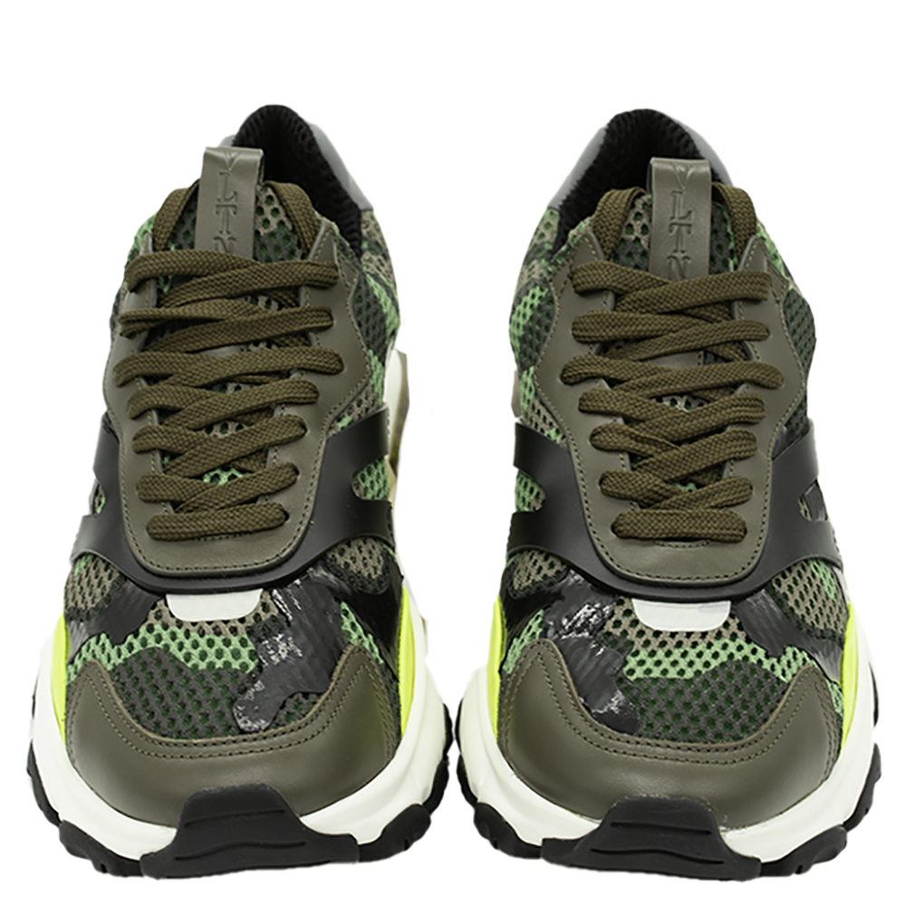 

Valentino Green Fabric and Leather Camouflage Bounce Sneakers Size