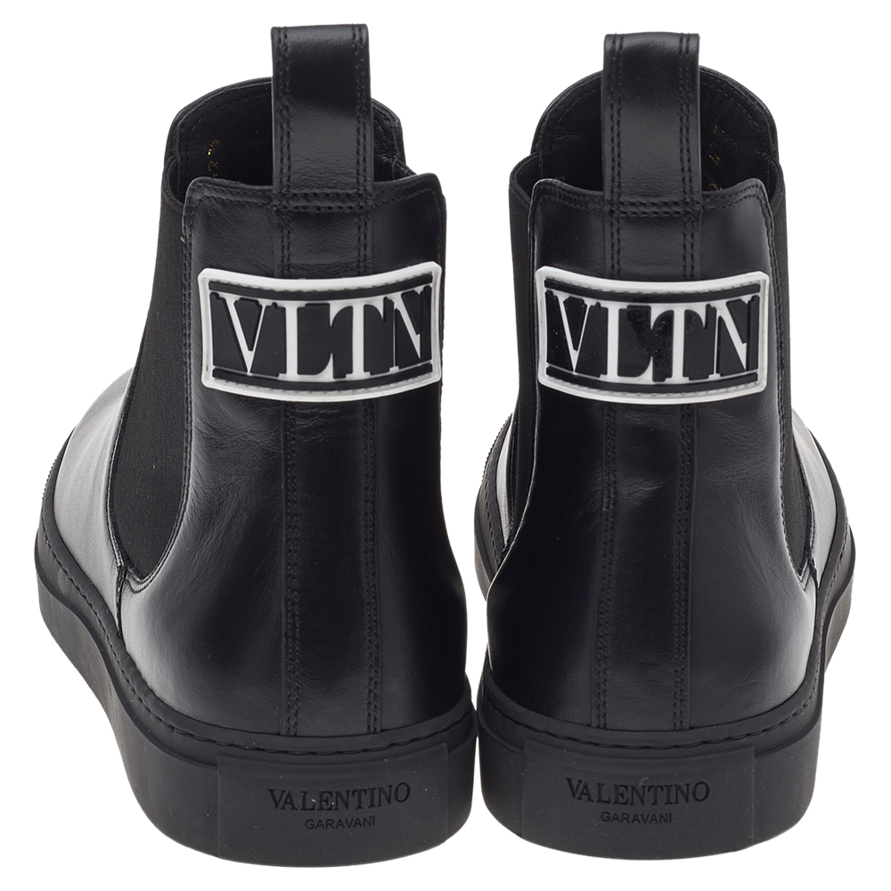 

Valentino Black Leather VLTN Beatle Ankle Boots Size EU