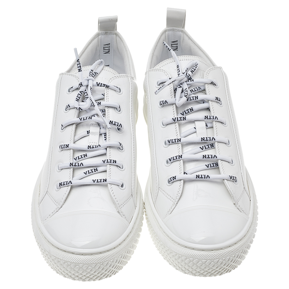 

Valentino White Patent Leather Giggies Low Top Sneakers Size