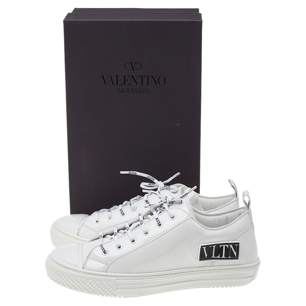 

Valentino White Patent Leather Giggies Low Top Sneakers Size EU