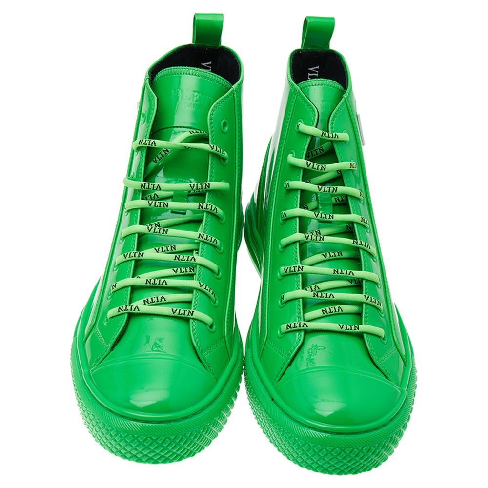 

Valentino Neon Green Patent Leather Giggies High Top Sneakers Size