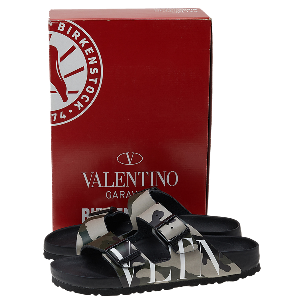 

Valentino X Birkenstock Multicolor Camouflage Leather VLTN Slide Sandals Size EU