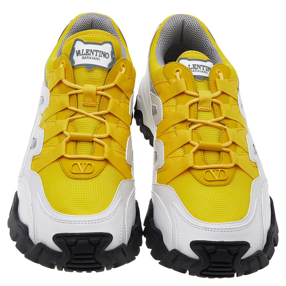 

Valentino Tricolor Leather And Mesh Climbers VLogo Low Top Sneakers Size, Yellow