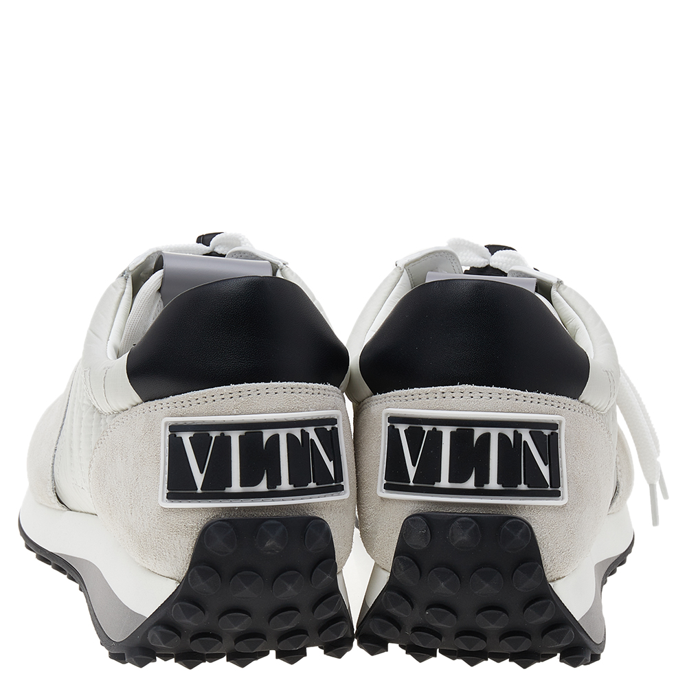 

Valentino White/Grey Suede And Nylon VLTN Roller Low Top Sneakers Size EU