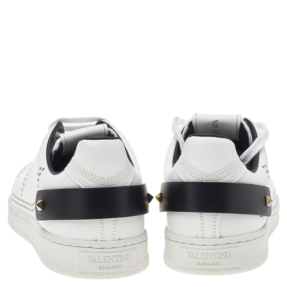

Valentino White/Black Leather Backnet Low Top Sneakers Size EU