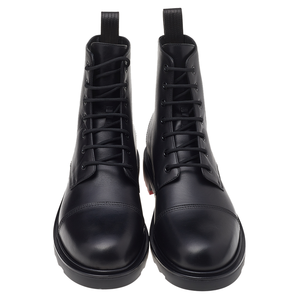 

Valentino Black Leather VLogo Combat Boots Size