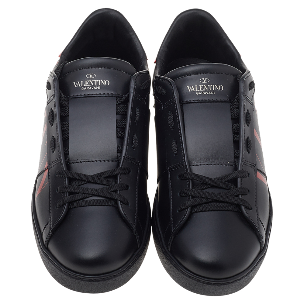 

Valentino Black/Red Leather Open VTLN Low Top Sneakers Size EU