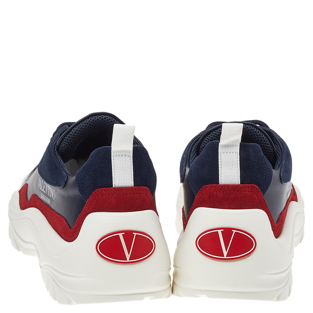 

Valentino Blue/Red Suede And Leather Gumboy Low Top Sneakers Size EU