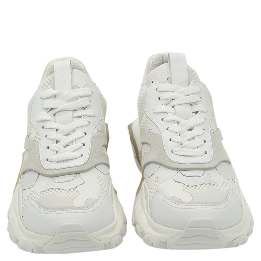 

Valentino White Fabric and Leather Camouflage Bounce Sneakers Size EU