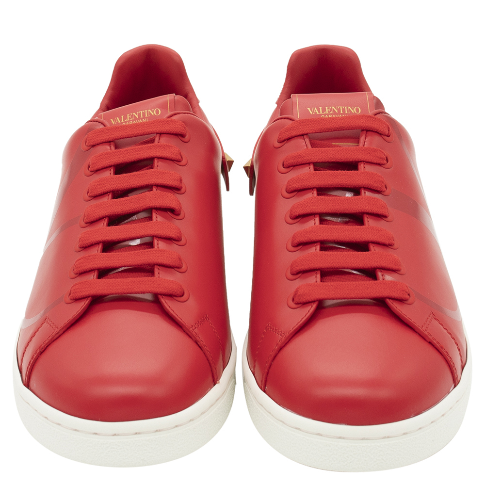 

Valentino Red Leather Love Lab Backnet Sneakers Size EU