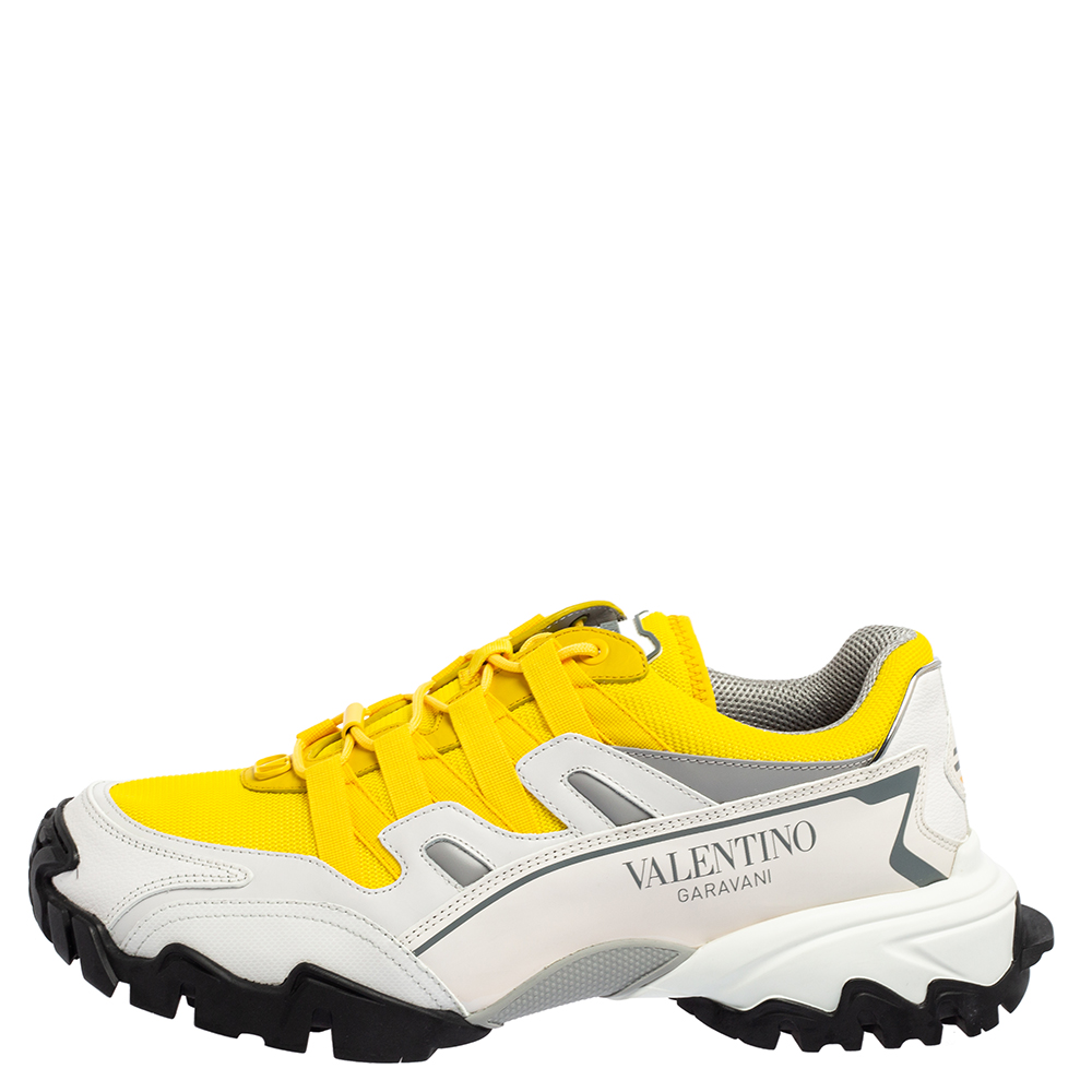 

Valentino Tri-Color Mesh and Leather Climber Sneakers Size, Yellow