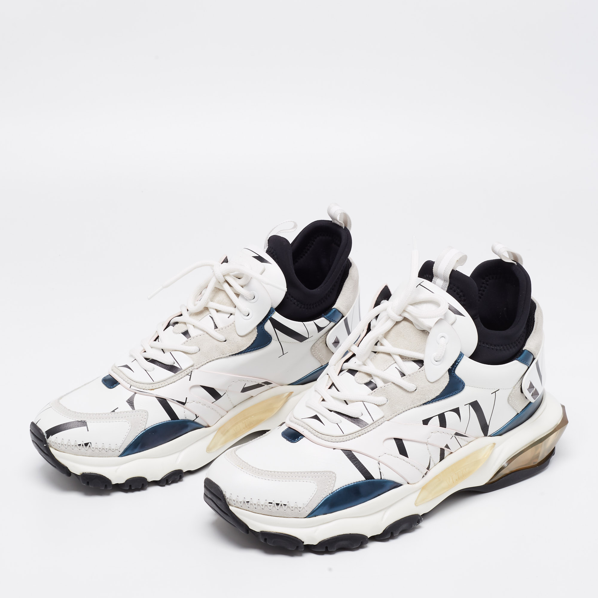

Valentino Multicolor Leather And Suede Lace Up Sneakers Size