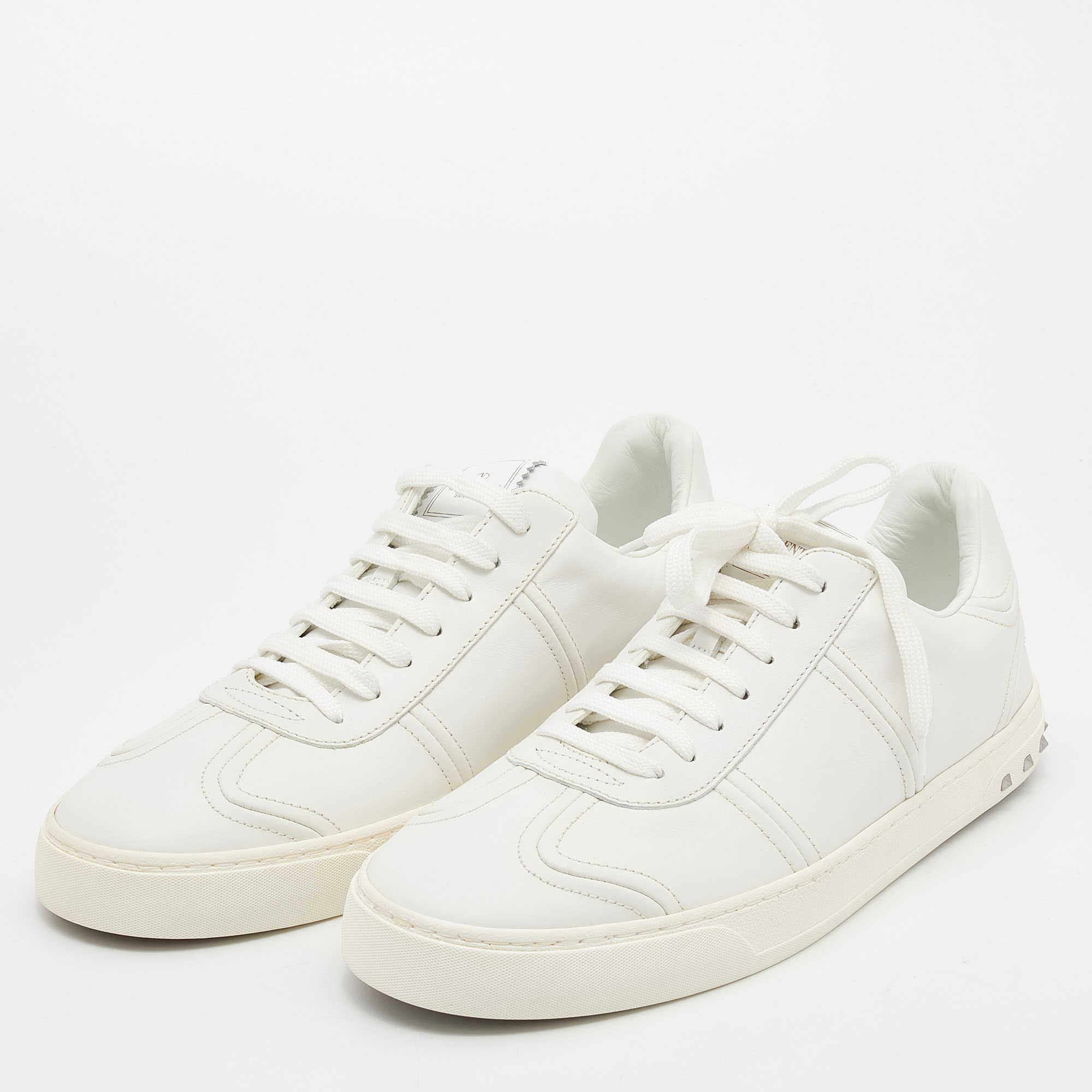 

Valentino White Leather Flycrew Low Top Sneakers Size