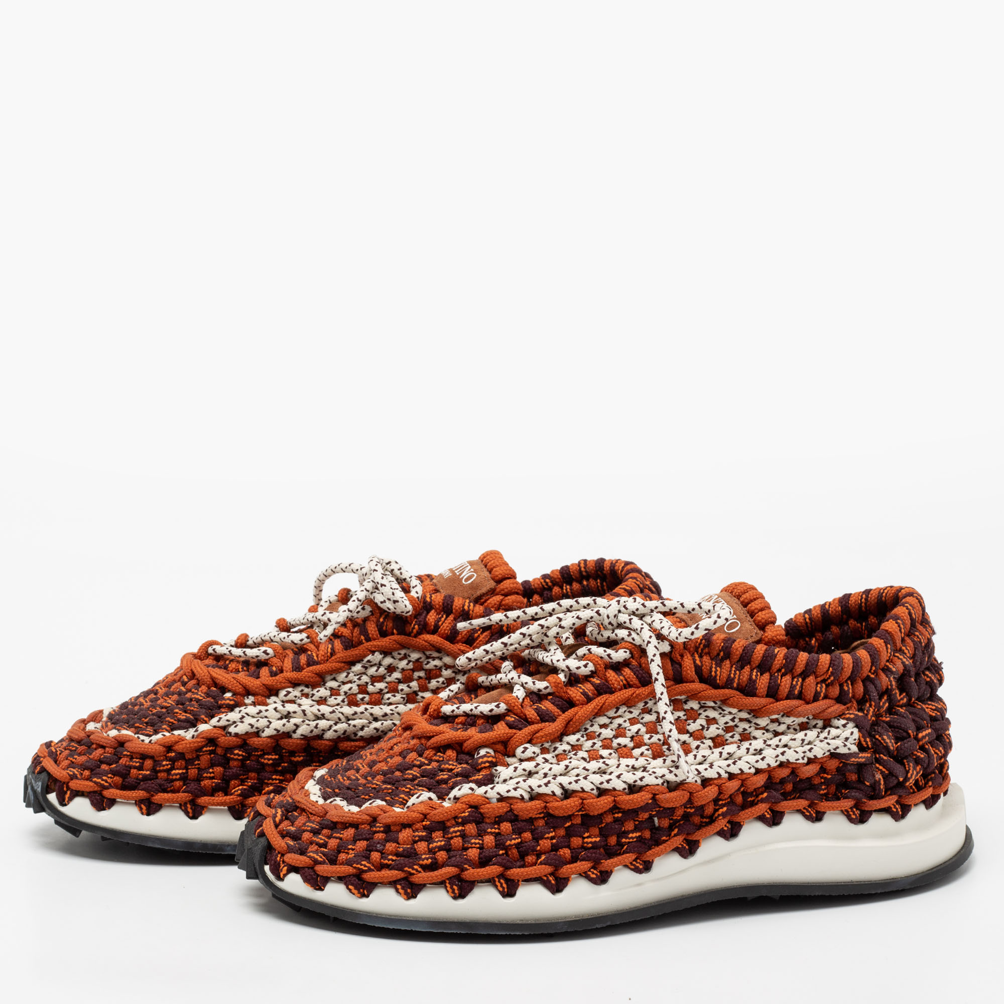 

Valentino Multicolor Woven Fabric Crochet Low-Top Sneakers Size