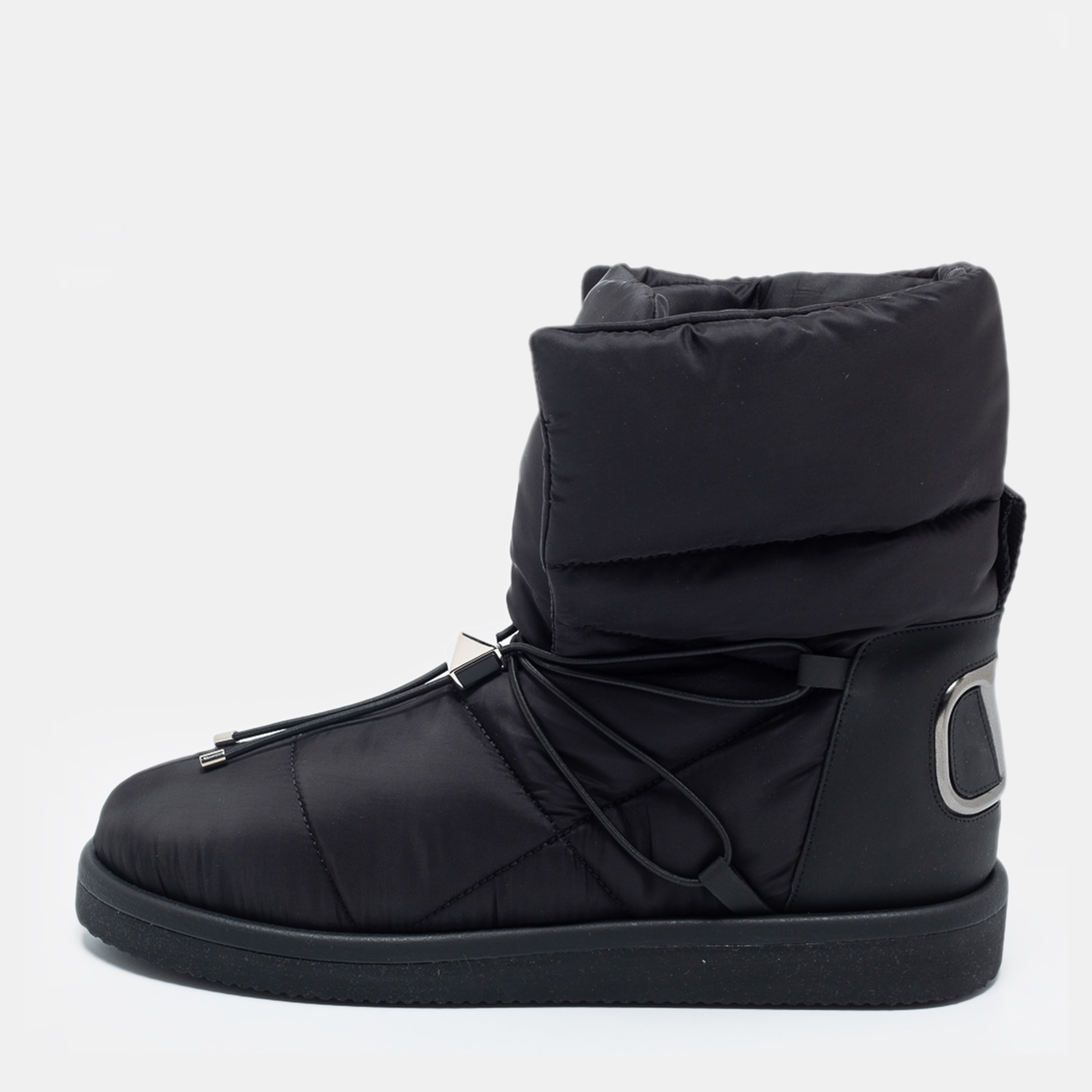 Valentino Black Padded Fabric And Leather VLogo Signature Snow