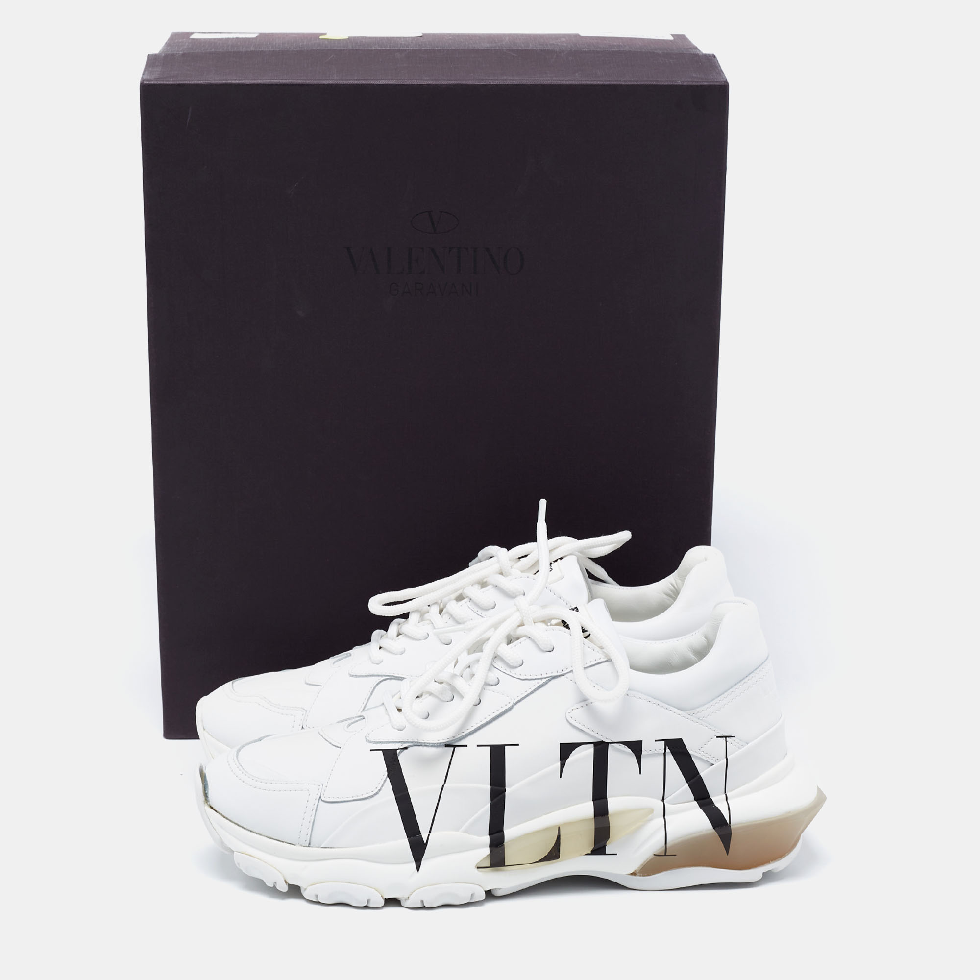 

Valentino White Leather VLTN Bounce Low Top Sneakers Size
