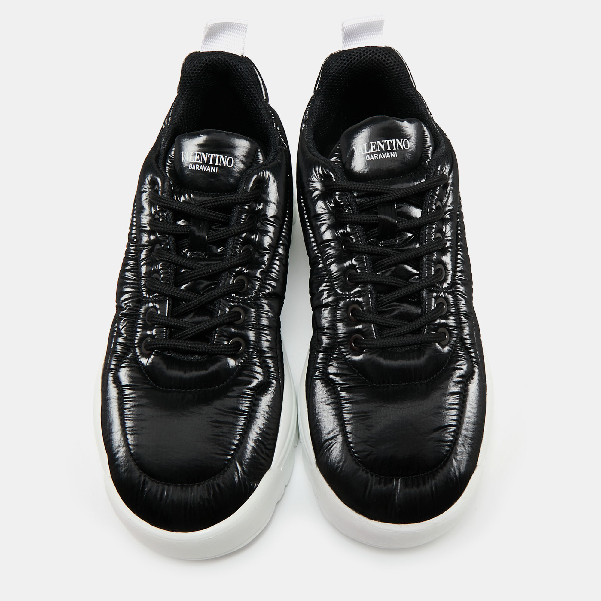 

Valentino Black Padded Fabric Gumboy Low Top Sneakers Size