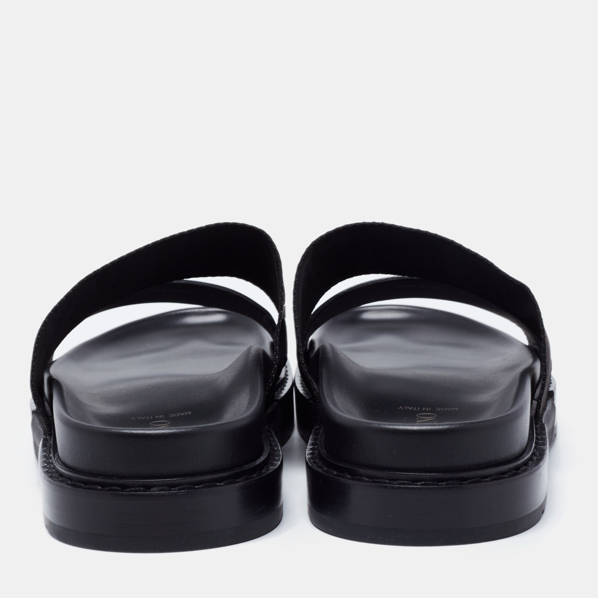 

Valentino Black Leather VLTN Slides Size