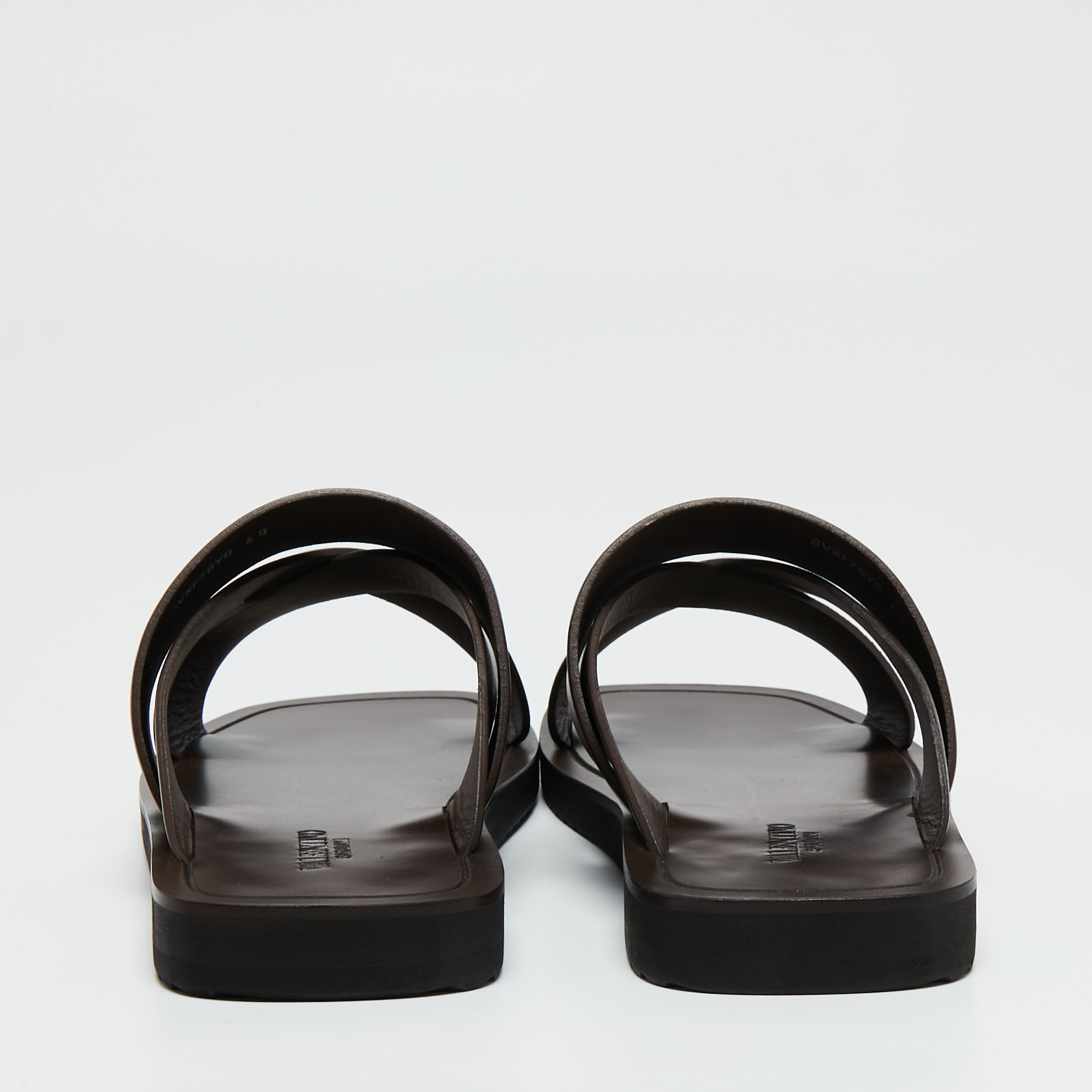 

Valentino Brown Leather VLogo Crisscross Slide Sandals Size