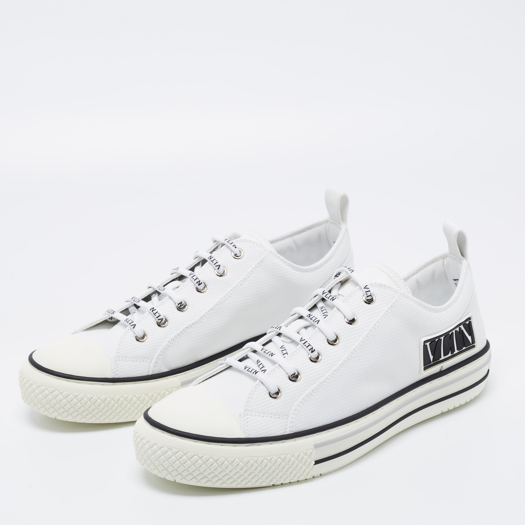 

Valentino White Canvas VLTN Low Top Sneakers Size