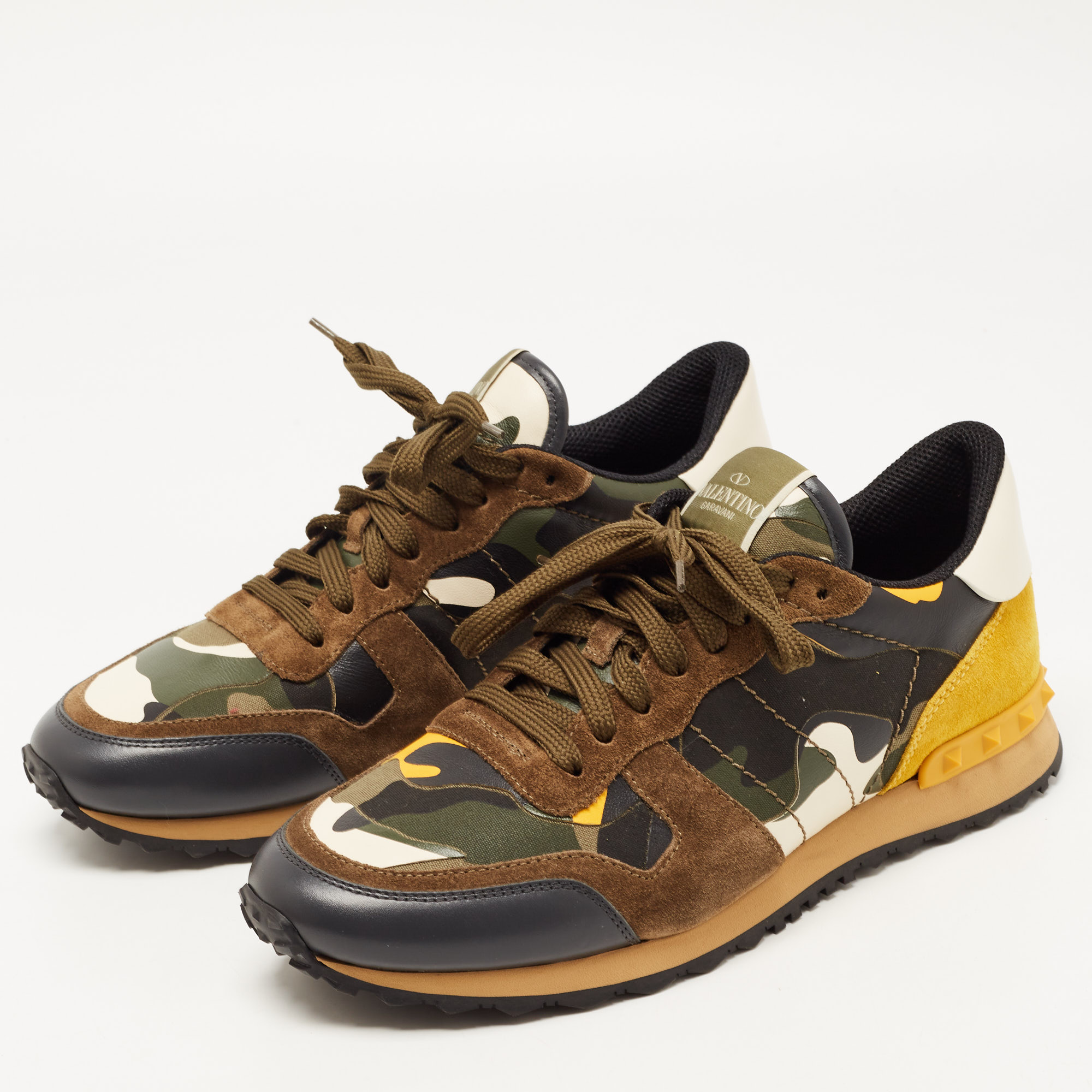 

Valentino Multicolor Camo Print Canvas and Suede Rockrunner Sneakers Size, Green