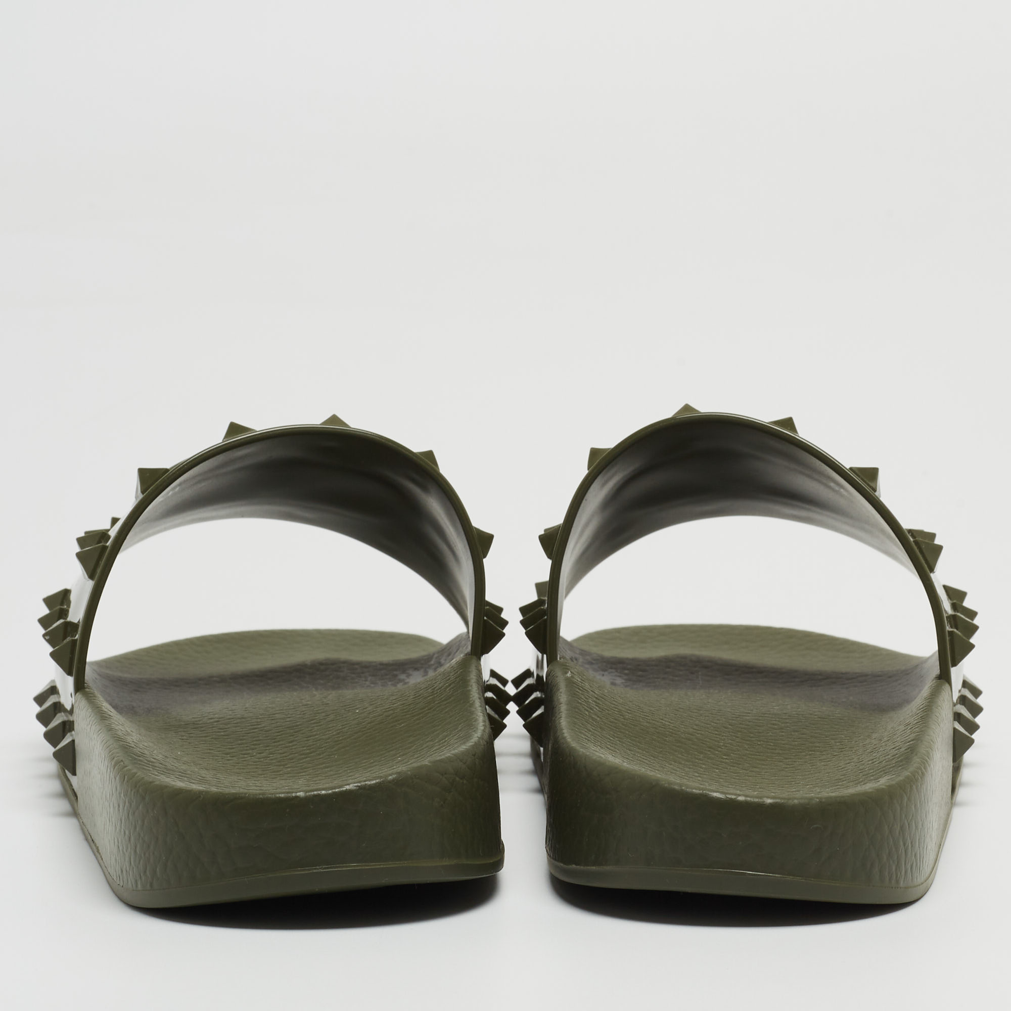 

Valentino Green Rubber Summer Vlogo Flat Slides Size