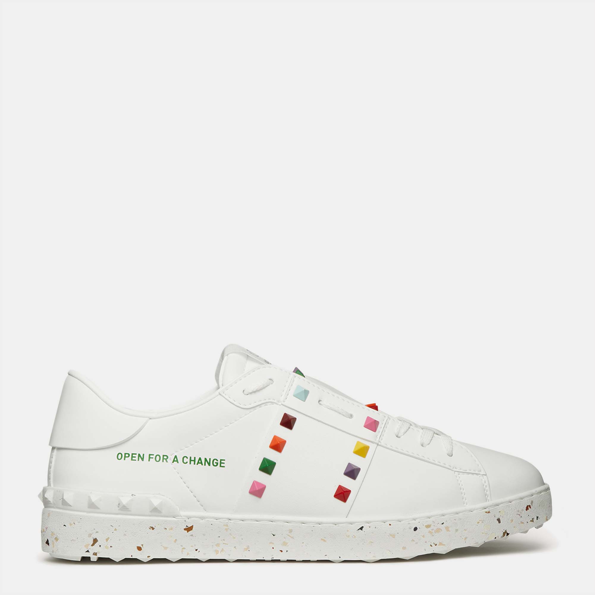 مملوكة مسبقًا Valentino White Leather Open For A Change Rockstud Sneakers Size 41